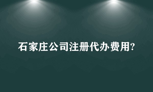 石家庄公司注册代办费用?