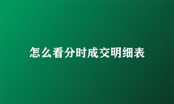 怎么看分时成交明细表