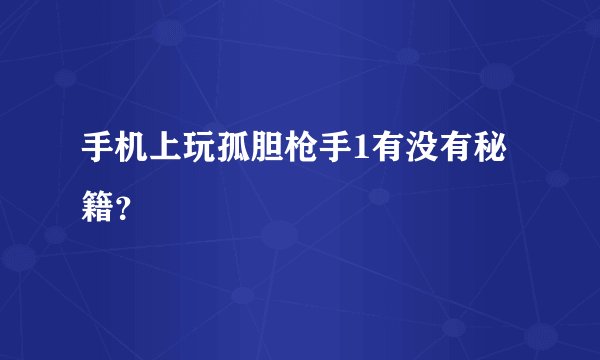 手机上玩孤胆枪手1有没有秘籍？