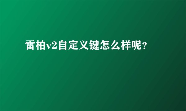 雷柏v2自定义键怎么样呢？