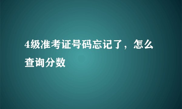 4级准考证号码忘记了，怎么查询分数