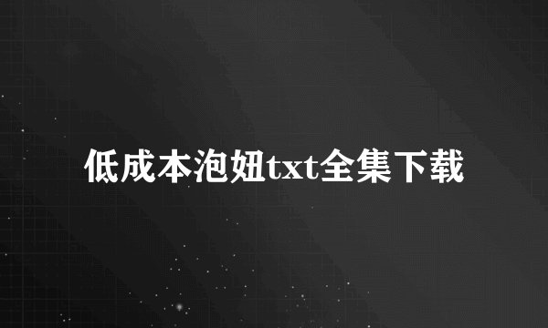 低成本泡妞txt全集下载