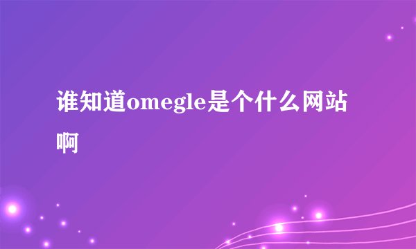 谁知道omegle是个什么网站啊