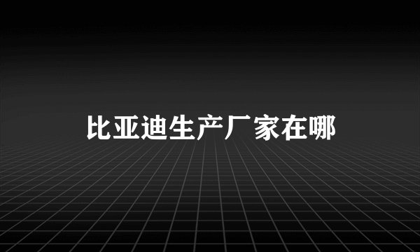 比亚迪生产厂家在哪