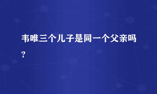 韦唯三个儿子是同一个父亲吗？