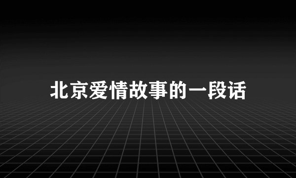 北京爱情故事的一段话