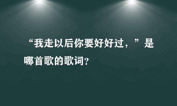 “我走以后你要好好过，”是哪首歌的歌词？