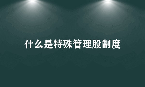 什么是特殊管理股制度