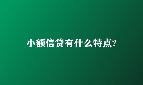 小额信贷有什么特点?