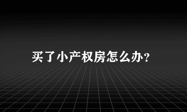买了小产权房怎么办？