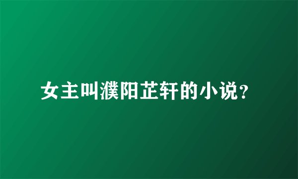 女主叫濮阳芷轩的小说？