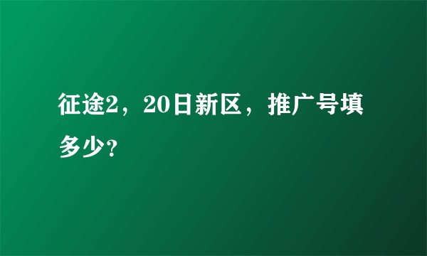 征途2，20日新区，推广号填多少？