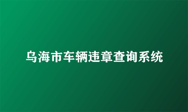 乌海市车辆违章查询系统