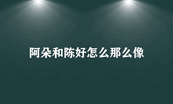 阿朵和陈好怎么那么像