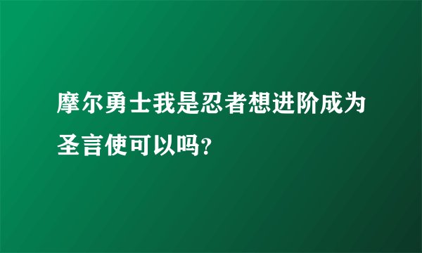 摩尔勇士我是忍者想进阶成为圣言使可以吗？