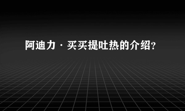 阿迪力·买买提吐热的介绍?