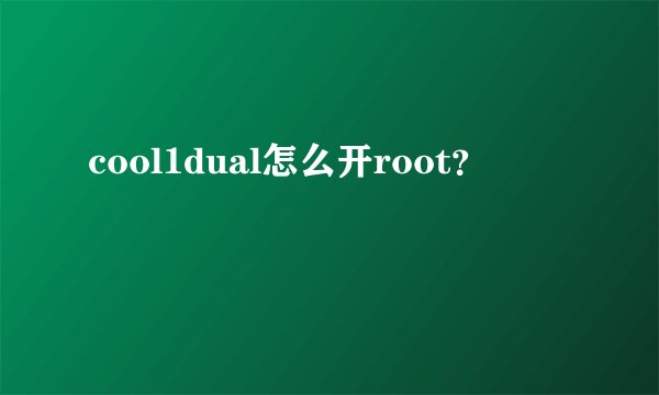 cool1dual怎么开root？