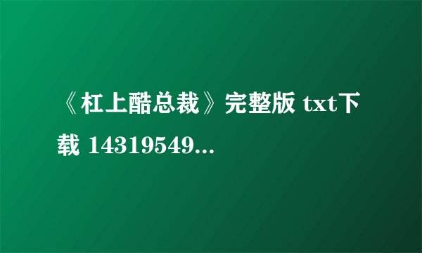 《杠上酷总裁》完整版 txt下载 1431954931@qq