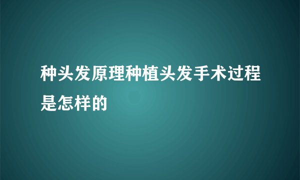 种头发原理种植头发手术过程是怎样的