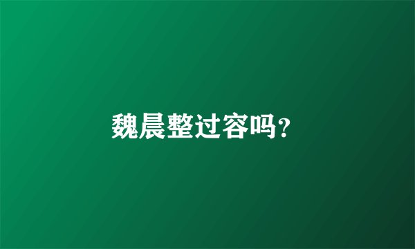 魏晨整过容吗？