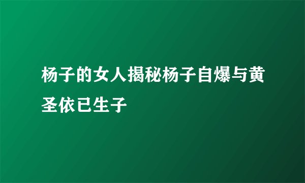 杨子的女人揭秘杨子自爆与黄圣依已生子