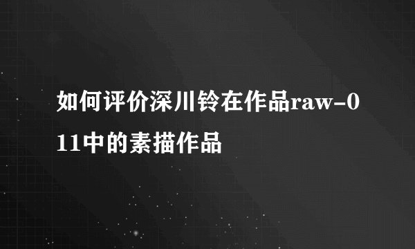 如何评价深川铃在作品raw-011中的素描作品