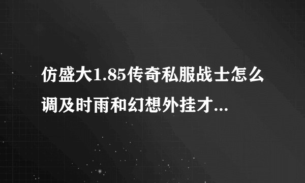 仿盛大1.85传奇私服战士怎么调及时雨和幻想外挂才最完美？