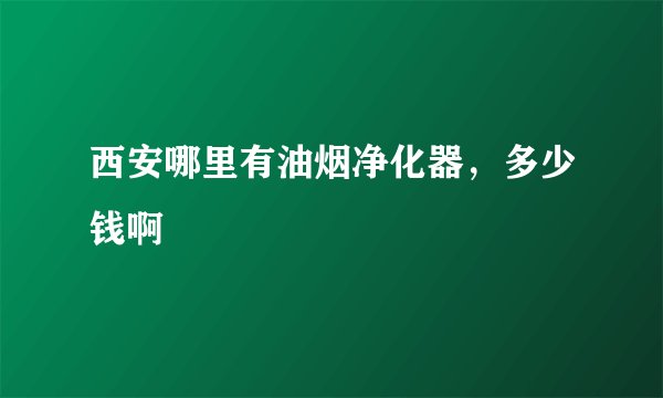 西安哪里有油烟净化器，多少钱啊