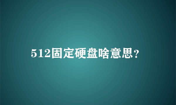512固定硬盘啥意思?