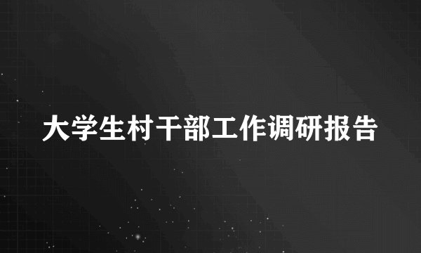 大学生村干部工作调研报告