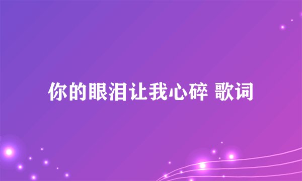 你的眼泪让我心碎 歌词