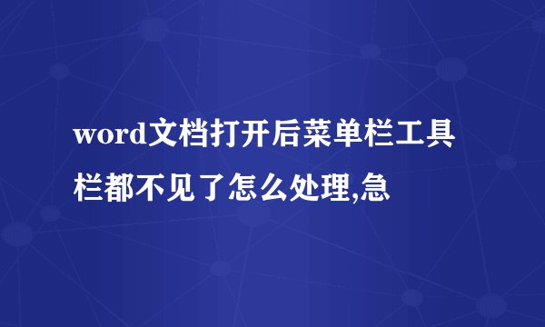 word文档打开后菜单栏工具栏都不见了怎么处理,急