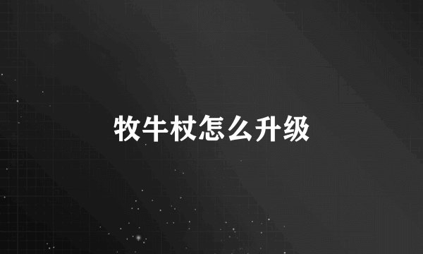 牧牛杖怎么升级