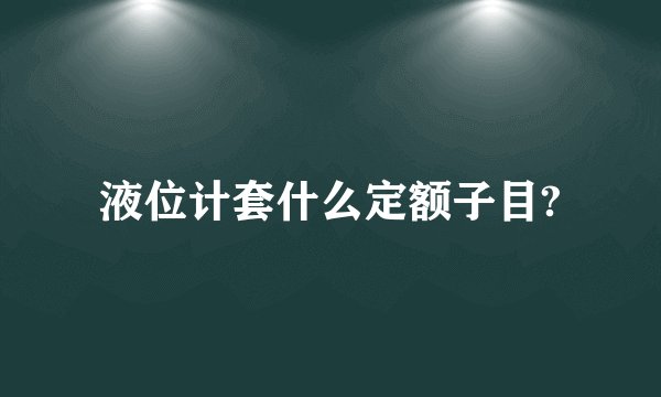 液位计套什么定额子目?