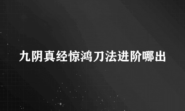 九阴真经惊鸿刀法进阶哪出