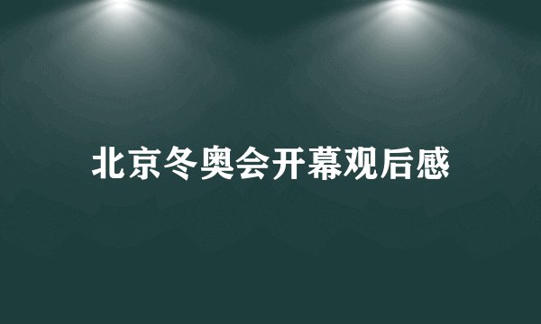 北京冬奥会开幕观后感