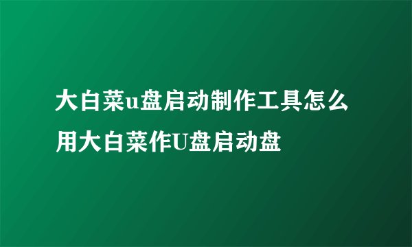 大白菜u盘启动制作工具怎么用大白菜作U盘启动盘