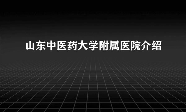 山东中医药大学附属医院介绍