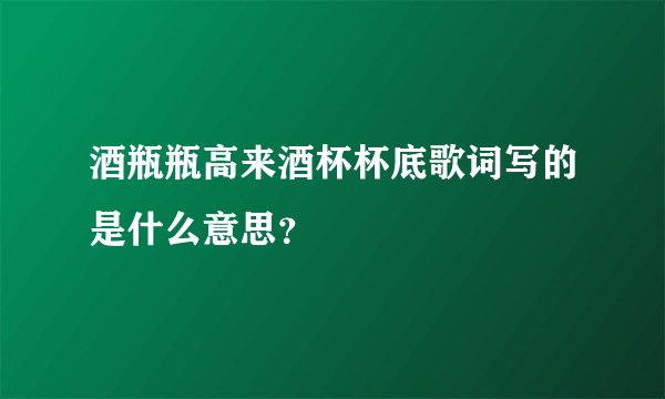 酒瓶瓶高来酒杯杯底歌词写的是什么意思？