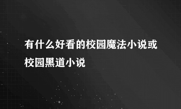 有什么好看的校园魔法小说或校园黑道小说