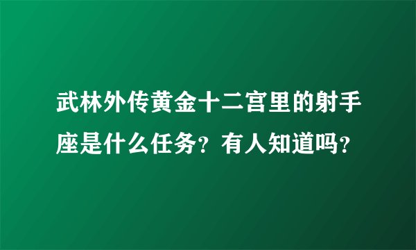 武林外传黄金十二宫里的射手座是什么任务？有人知道吗？