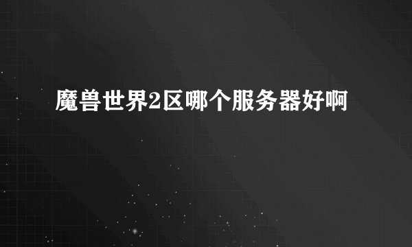 魔兽世界2区哪个服务器好啊