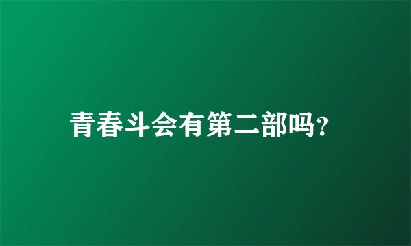 青春斗会有第二部吗？