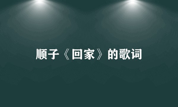 顺子《回家》的歌词
