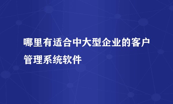 哪里有适合中大型企业的客户管理系统软件