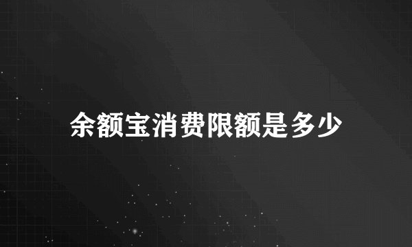 余额宝消费限额是多少