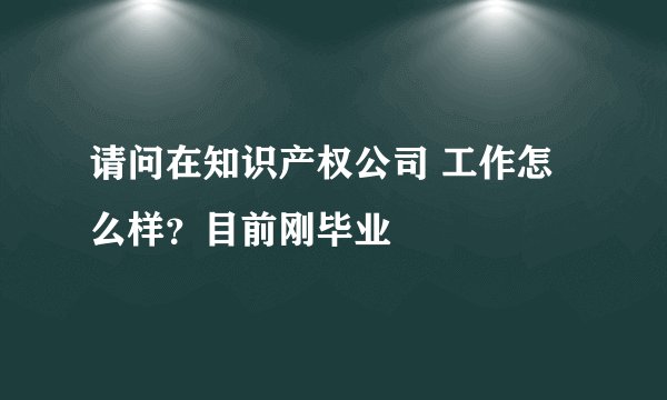 请问在知识产权公司 工作怎么样？目前刚毕业