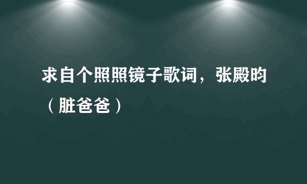 求自个照照镜子歌词,张殿昀(脏爸爸)