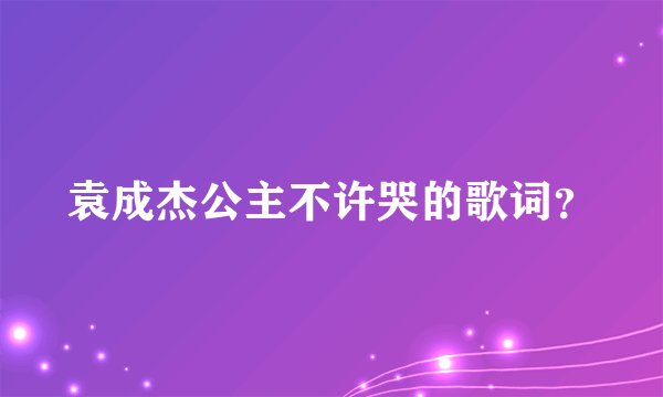 袁成杰公主不许哭的歌词？