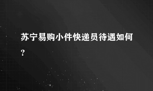 苏宁易购小件快递员待遇如何？